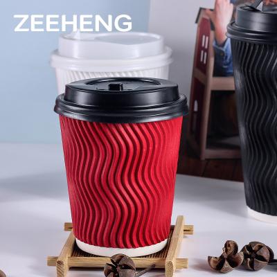 China Gewohnheit druckte personifiziertes Mitnehmerwand-Papier mit Leselinien der kaffeetasse-rote Kräuselungs-250/400ml zu verkaufen