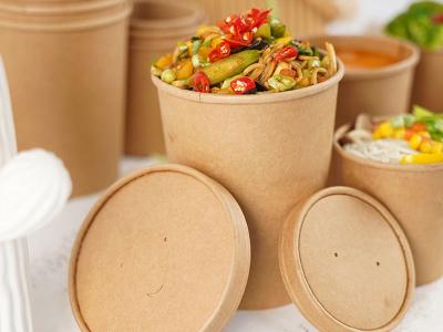 China Moisture Resistant Kraft Paper Soup Cup 480ml Food Grade Eco-Friendly for sale