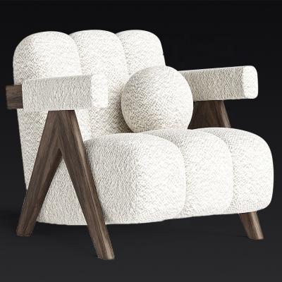 China New Nordic living room Japanese solid wood cream cashmere sofa sand hair simple cream chair (height) adjustable for sale