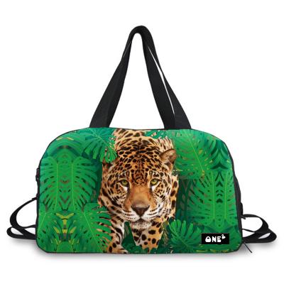 China Fashion leopard design printing custom large capacity duffle travel bag with multi compartment can foldable duffel bag for sale