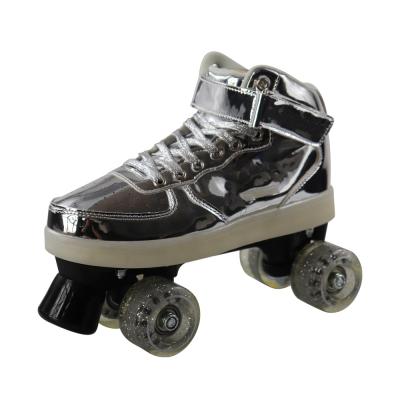 China Outsole with flashing system by built-in push button LED light shoe quad roller skate shoe for sale