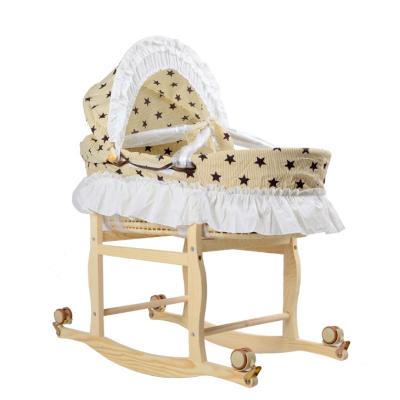 China Eco-Friendly Handmade Baby Moses Basket With Wood Baby Cradle Baby Crib Bed Stand for sale