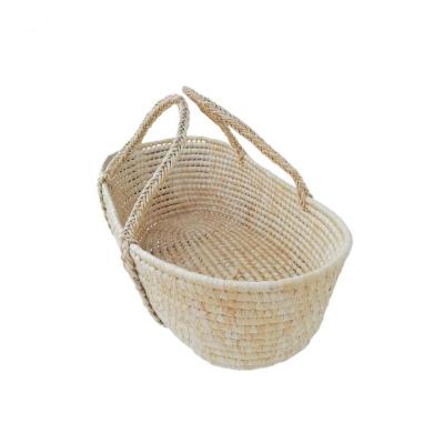 China Eco-Friendly and Free of Harmful Substances Wholesale Factory Price Portable Woven Moses Basket Baby Corn Husk Baby Moses Basket in Baby Cribs for sale