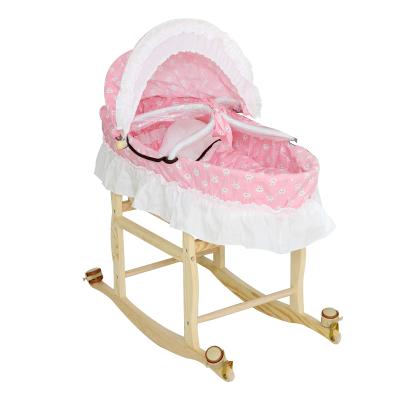 China Minimalist Pink Moses Basket Crib Baby Rocking Rack for sale