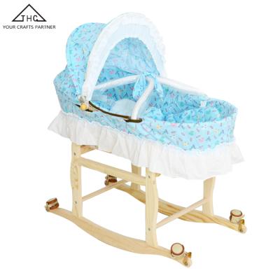 China Minimalist Pink Newborn Baby Hand & Woven Pram Sleep Basket for sale