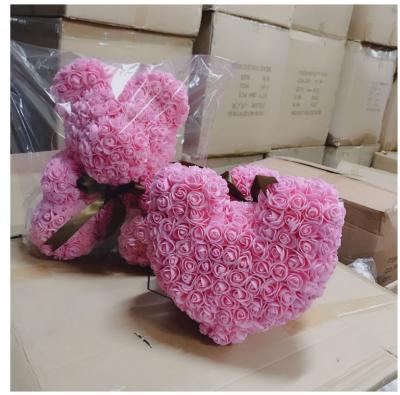 China PE Handmade Valentines Day Gift Low Price Artificial Flower Rose Bear for sale