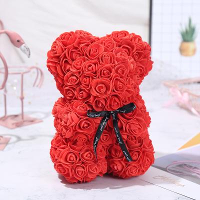 China PE valentines day gift price good rose flower red teddy bear flower rose teddy bear for sale