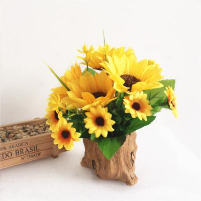 China Decorative Fabric Good Quality Sunflower Artificial Silk Flowers Sunflower Artificial Flower for sale