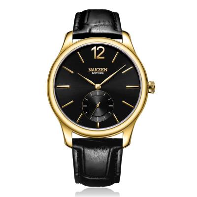 China Private Label Automatic Minimalist Watch Stainless Steel Wrist Watch NAKZEN Date NAKZEN Luxury Gold Men Wristwatches for sale