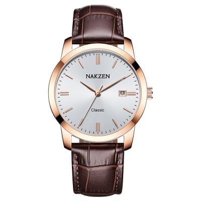 China New 2020 Automatic Date Wrist Watch Water Resistant Rose Gold Quartz Leather Watches For Men OEM Private Label Watch for sale