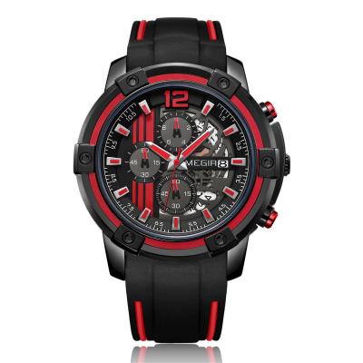 China Automatic Date MEGIR 2097G Silicone Band Sports Watches Mens Wrist Relogios Masculine Chronograph Movement Military Watch Luxury for sale