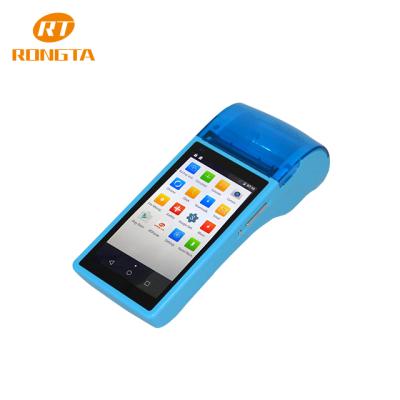 China Black And White Cheap Android POS Handheld Mobile Terminal With Built-in Thermal Printer QR Code Scaning 5inch Touch Screen for sale