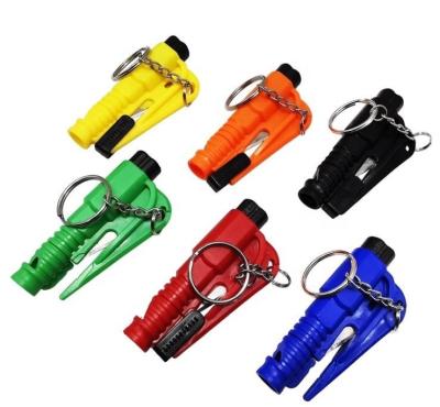 China 3-in-1 Mini Window Breaker Emergency Car Safety Plastic + Steel Hammer Needle Key Safety Chain Hammer for sale