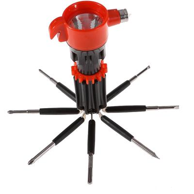 China ABS 8 in 1 screwdriver and hammer with flashlight for sale