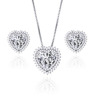 China TRENDY fashion high quality platinum plated jewelry set woman heart shaped bride necklace set Valentine's Day factory wholesale for sale