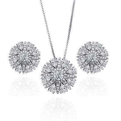 China 2022 Vintage Valentine's Day Crystal Zircon Necklace and Earrings Luxury Bridal Jewelry Set Silver Necklace Silver Earrings for sale