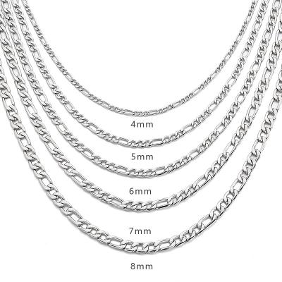 China Trendy Men's Chain Italian Jewelry Necklace Gold Link Chain Stainless Steel Figaro Silver Plated Cuban Chain for sale