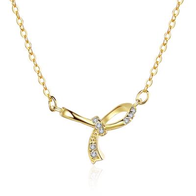 China FASHIONABLE Dubai Bow Necklace 18K Gold Gold Plated Jewelry Zircon Necklace For Women for sale