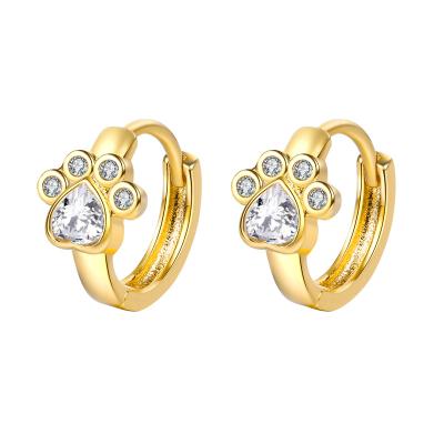 China 2021 New TRENDY Fashion Cat Claw Stud Earrings 18K Gold zirconwomen cute earring Huggie for sale