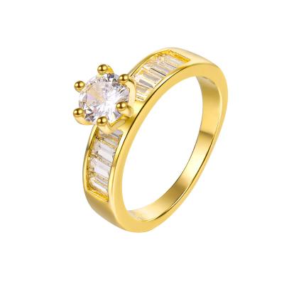 China TRENDY Fashion Ring Gold Thin Layer Copper Ring Women Wedding Ring Jewelry Wholesale for sale