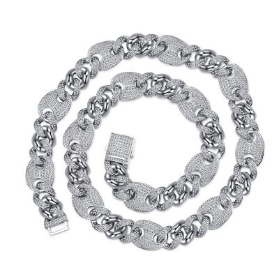 China Wholesale Hiphop Ice Out Silver Chain Miami Cuban Zircon Chain Necklace Mens Hip Hop Jewelry Chains for sale