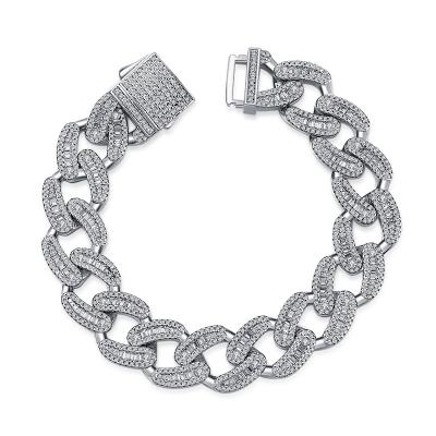 China Wholesale Hiphop Ice Out Bracelet Hip Hop Jewelry Miami Cuban Men's Bracelet for sale