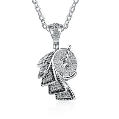 China Hiphop Personality Hitter Hip Hop Jewelry High Quality Cubic Zirconia Silver Plated Silver Plated Shaking Pendant Necklace for sale