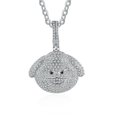 China Cute Hiphop Cartoon Dog Head Dangle Ice Out Pendant Necklace Men And Women Jewelry Wholesale Wholesale for sale