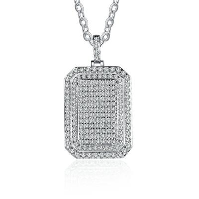 China Luxury High Quality Hiphop Dubai Square 3D Micro Zircon Inlaid Hip Hop Pendant Necklace For Men And Women for sale