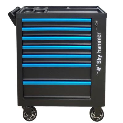 China Cold Rolled Lockable Steel 7-Drawer Rolling Metal Tool Cabinet Trolley For Workshop Repair for sale