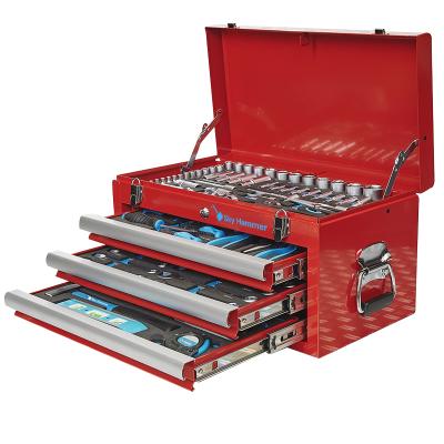 China Storage Tools 70pcs Tool Box Set Professional Repair 3 Drawer Tool Kit Household Red Tool Box for sale