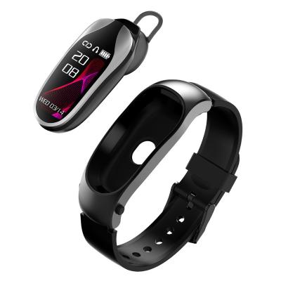 China 0.96 Inch Rectangle Color Screen IP68 Waterproof Smart Band With BT Earphone Fitness Tracker Smart Band Watch KR04 for sale