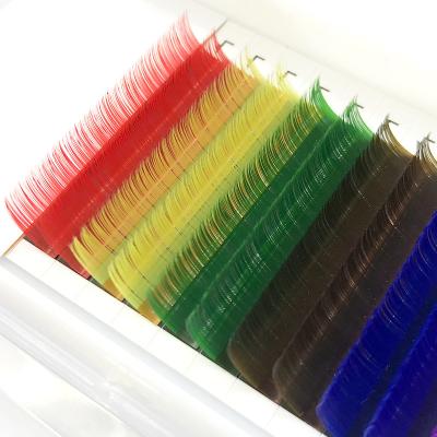 China Natural Soft Eyelash 0.05MM Handmade 0.07MM Rainbow Colored Lashes Colored Fan Easy Lash For Beauty Volume Lash Extension Vonder for sale