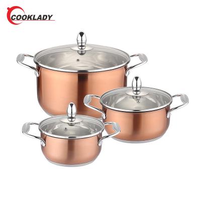 China Sustainable Eco Friendly Kitchenware 6 Pieces Stainless Steel Pot Casserole Cookware Cooking Sets for sale