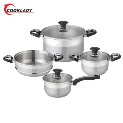 China New Design Household Bakelite Handle 7Pcs Sustainable Cookware Set Stainless Steel Cookware Pot Set for sale