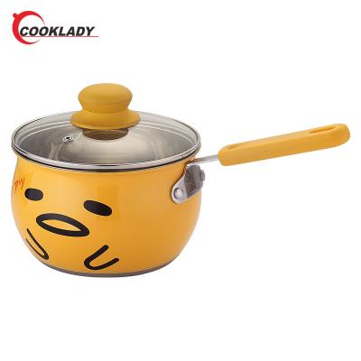 China Sustainable Cute Design One Piece Saucepan Stainless Steel Pot Cookware With Zinc Alloy Handle for sale