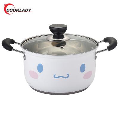 China Nice Sustainable Design Kitchen Cookware Sets Cartoon Painting Simple Stainless Steel Casserole for sale