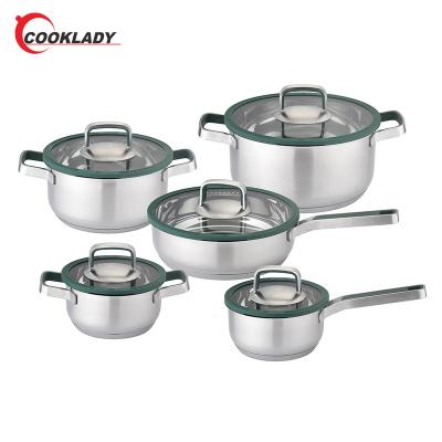 China New Design Sustainable Water Drop Silicone Cover Unique Cookware Set Stainless Steel Cookware Set for sale