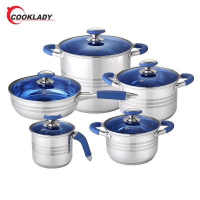 China Kitchen Cookware 10 Pcs Stainless Steel Induction Cookware Stick Sustainable Non Cooking Pots Sets for sale