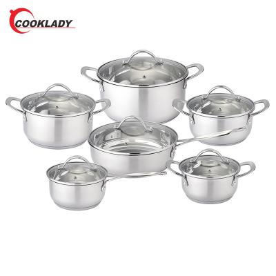 China Viable Home Kitchen Appliances Mirror Polishing Pan Set Stainless Steel Cookware Pot Set for sale