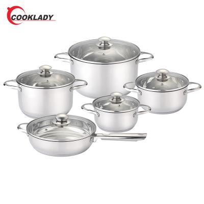 China 10Pcs Household Sustainable High Quality Cookware Set Multifunctional Stainless Steel Cookware Set for sale