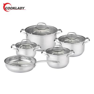 China Modern Design 10 Pcs Multifunctional Stainless Steel Kitchen Cooking Pot Cookware Set for sale