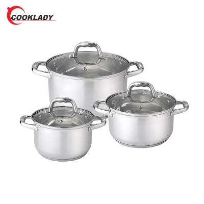 China Sustainable Factory Wholesale Induction Bottom Stainless Steel Casserole Cooking Deep Pot Cookware Set Cooking for sale