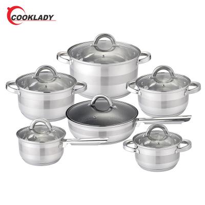 China Sustainable New Design Cavity Handle Cooking Pot 12-Piece Pot Set Induction Stainless Steel Cookware Set for sale