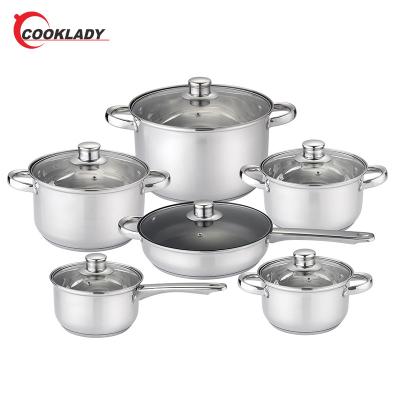 China China Sustainable Supplier Home Kitchen Cookware Sets 12Pcs Stainless Steel Cookware Cooking Set for sale