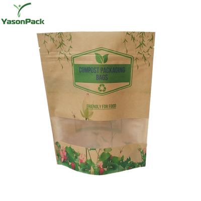 China 100% Recyclable Ziplock Kraft Paper Window Pack Compostable Food Seal Biodegradable Pla Tea Bags for sale