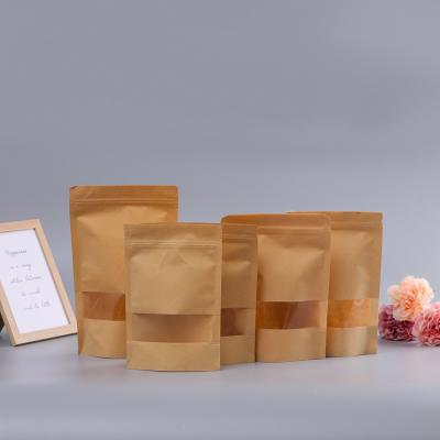 China Kraft Paper Barrier Zippered Food Packaging Bags Stand Up Pouches Biodegradable for sale