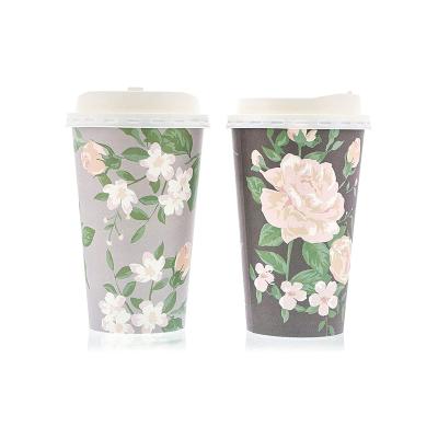 China Custom Biodegradable Coffee Bubble Tea Dessert Cake Printed Square With Lids And Sleeves Personalized Corrugated Disposable Paper For Muffin Cup for sale