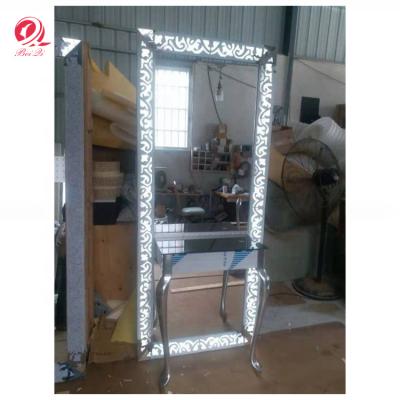 China Wide Wall Hair Salon Styling Mirror Square Mirror Wood Beauty Mirror With Light Used Beauty Salon Furniture for sale