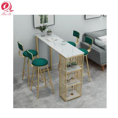 China 2019 new products modern dark green marble manicure nail tables bar table tops chairs chairs for sale